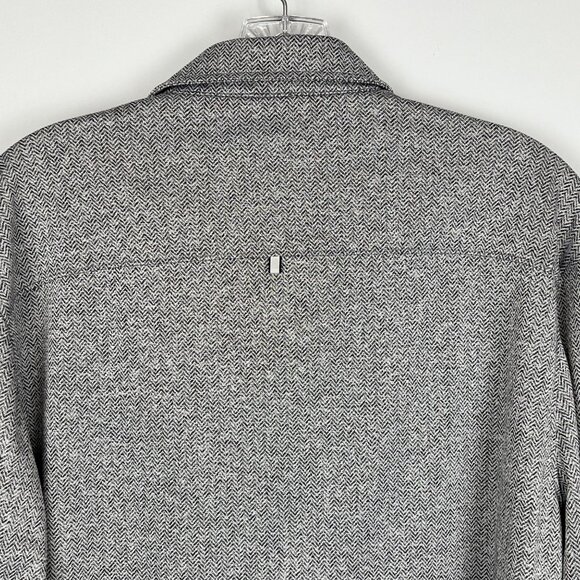 Stone Rose Mens Hi Tech Gray Herringbone Button Up Shirt Long Sleeves size M - Picture 6 of 12